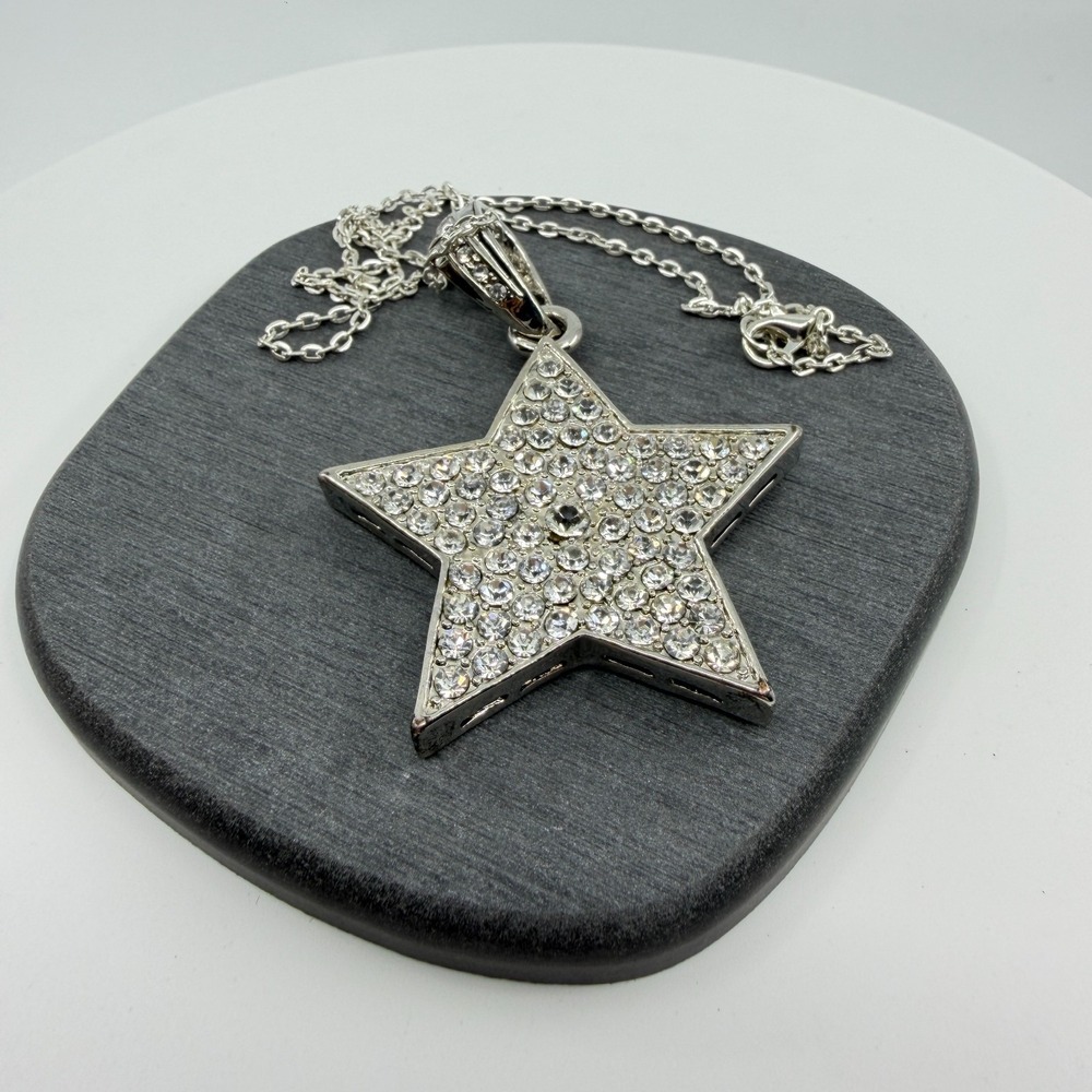 Sparkling Crystal Star Statement Necklace Chunky Boho Celestial Jewelry Gift - Picture 3 of 10
